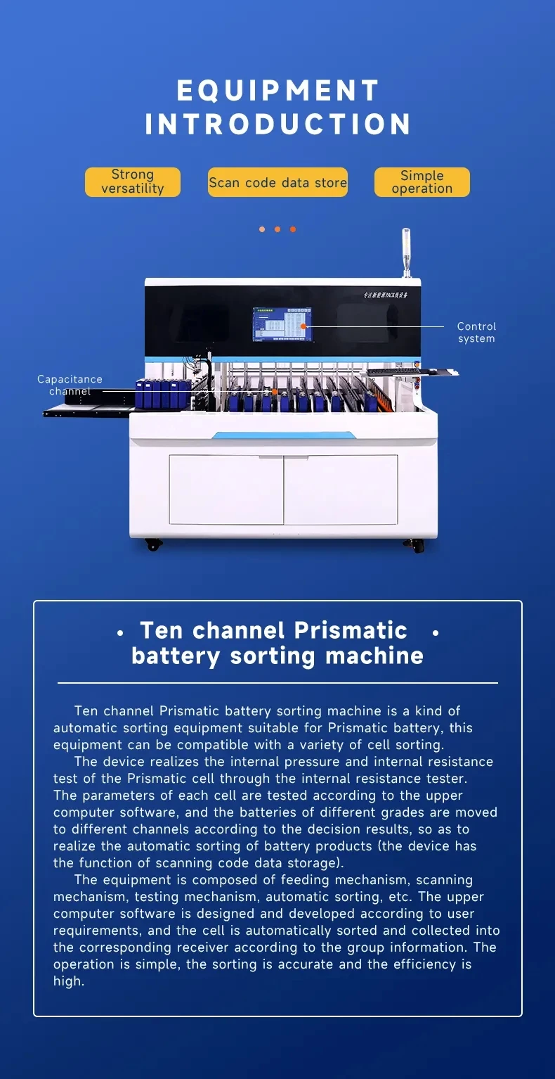 10 Channel Prismatic Cell Battery Sorting Machine The 2th one